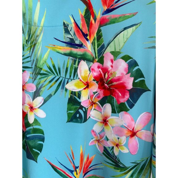 Bad Birdie Mens XL Hawaiian Floral Polo Shirt Tropical Short Sleeve Polyester - Picture 6 of 8